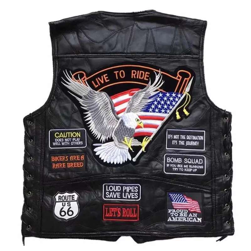 Motorcycle Gear Vest - Chaleco de cuero para montar en
