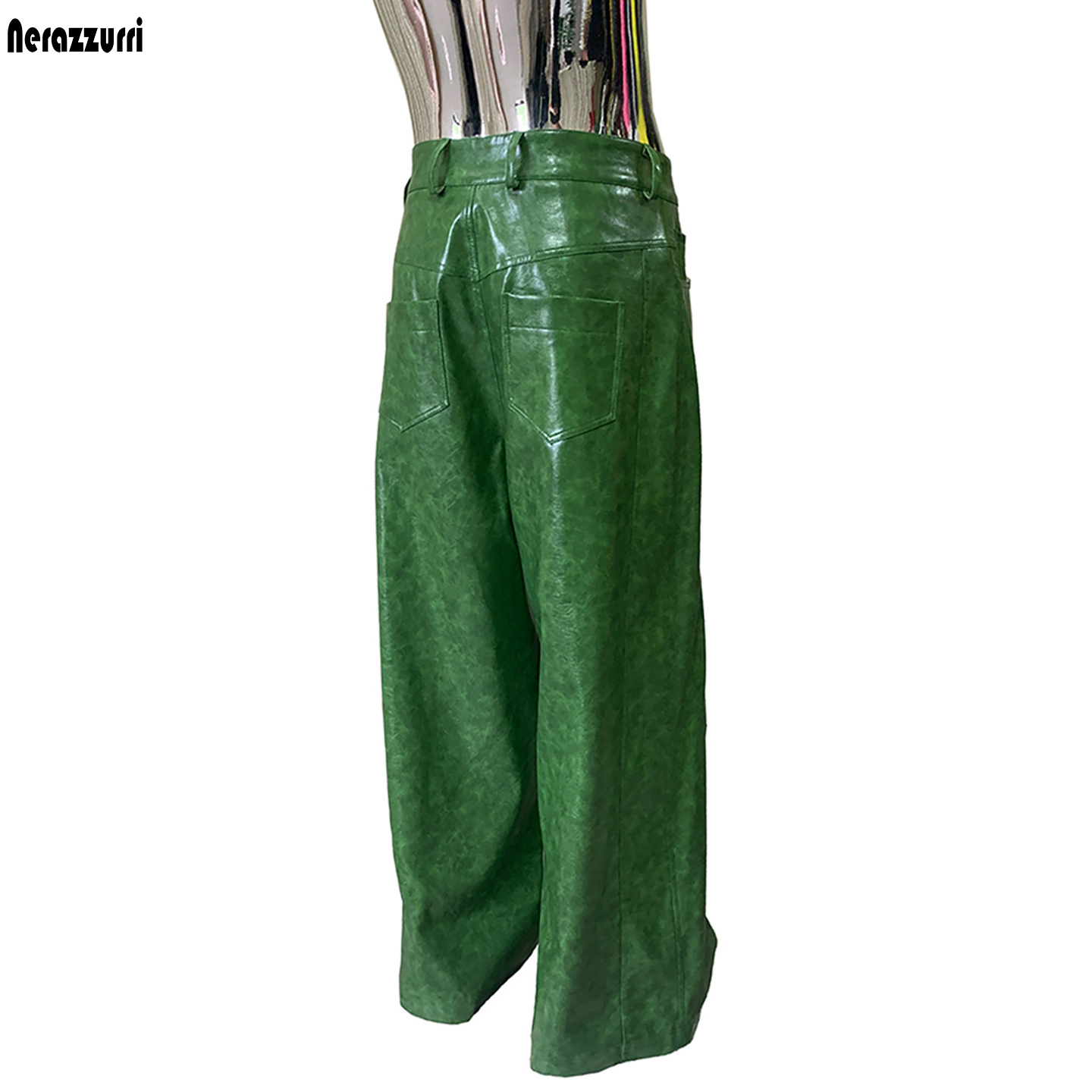 Pantalones Anchos de Cuero PU  - Motorcycle Gear Mens reseña y precio