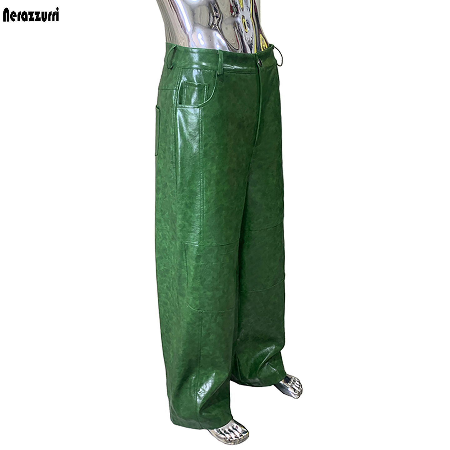 Pantalones Anchos de Cuero PU  - Motorcycle Gear Mens reseña y precio