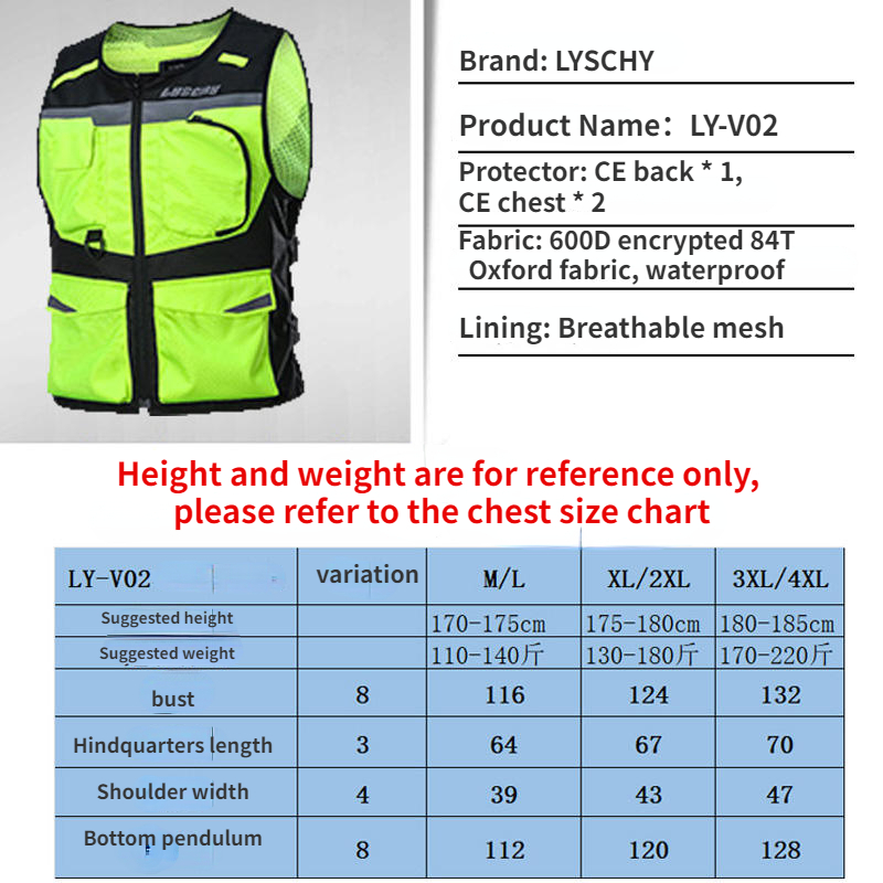 LYSCHY-Chaleco reflectante par - Motorcycle Gear Vest reseña y precio